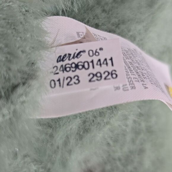 Aerie Fuzzy Cropped Cardigan Sweater Size‎ M Green Ultra Soft Twee - Picture 11 of 12